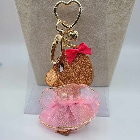 Betsey Johnson Glitter Pink Tutu Bear Key Fob and Handbag Charm NEW! - Picture 4 of 7